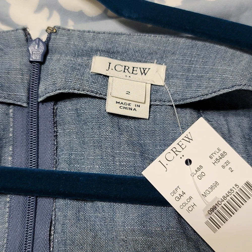 NWT! J.Crew factory chambray ruffle sleeve sheath dress - Picture 2 of 7